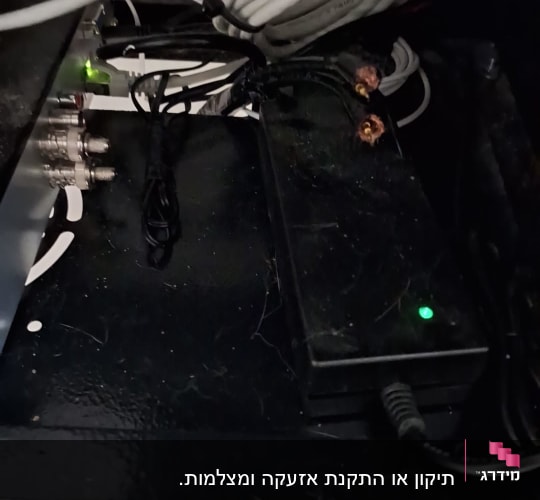 כבלים ומחברים למצלמות אבטחה בארון חשמל